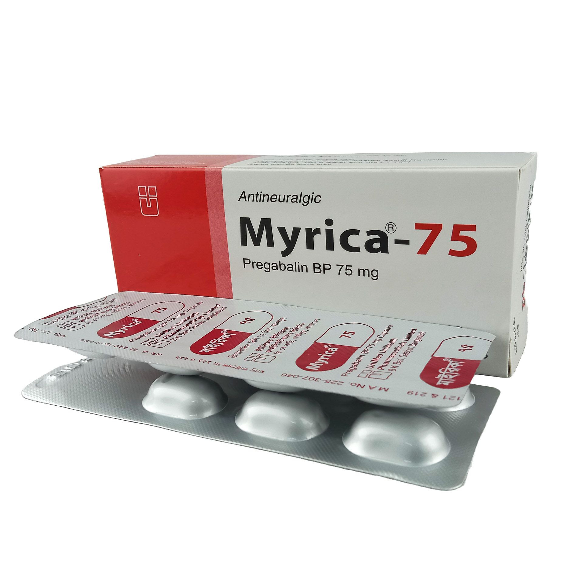 Pack Image: Myrica 75 mg Capsule (3 x 10)
