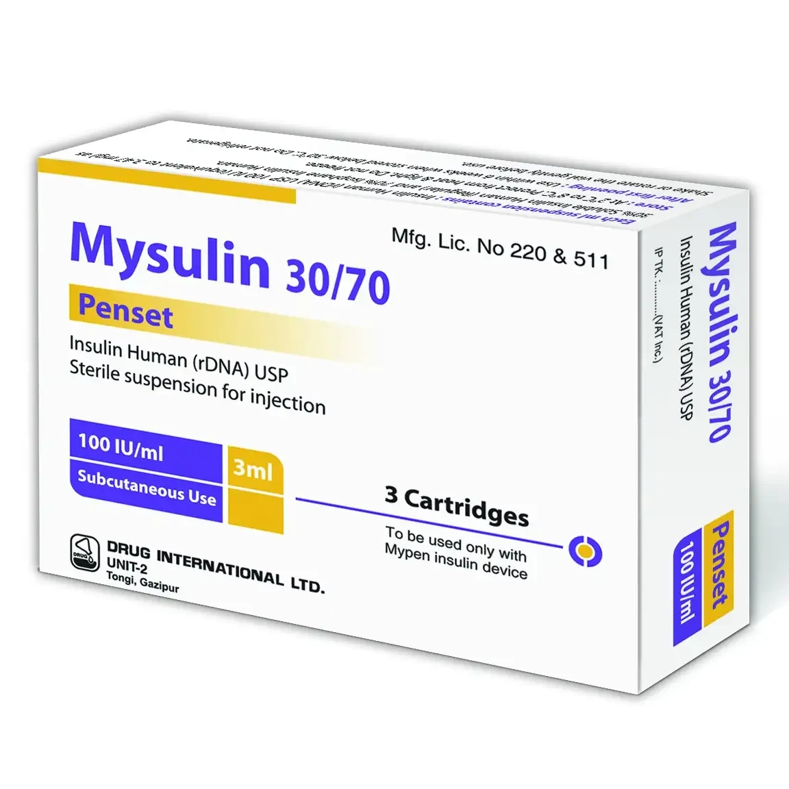 Pack Image: Mysulin 30% 70% Injection (10 ml vial)