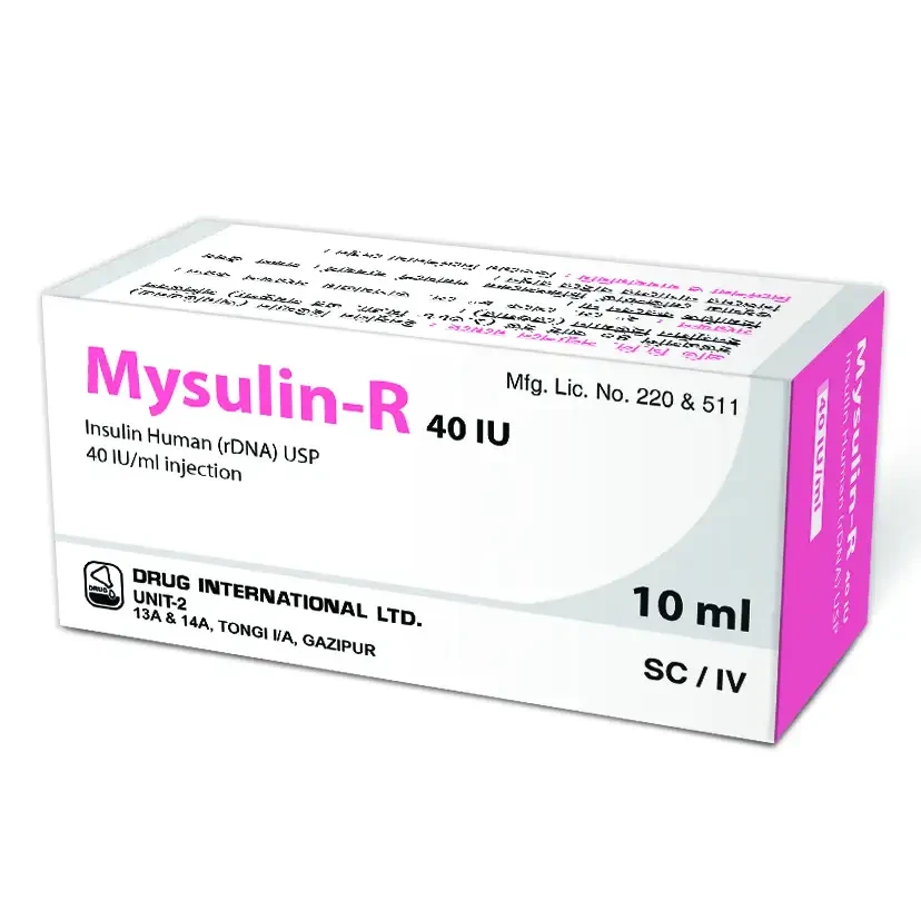 Pack Image: Mysulin R 40 IU Injection (10 ml vial)