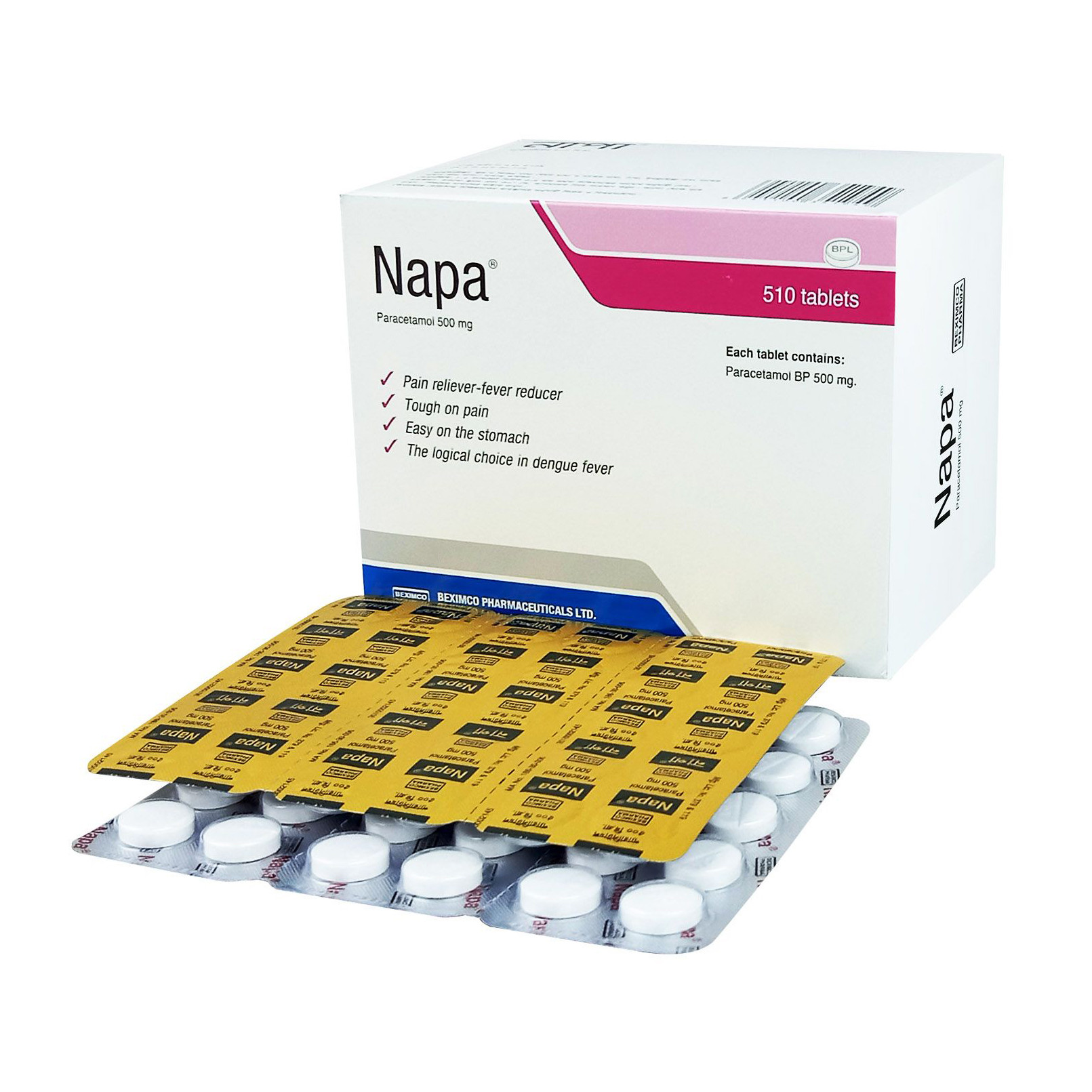 Pack Image: Napa 500 mg Tablet (51 x 10)