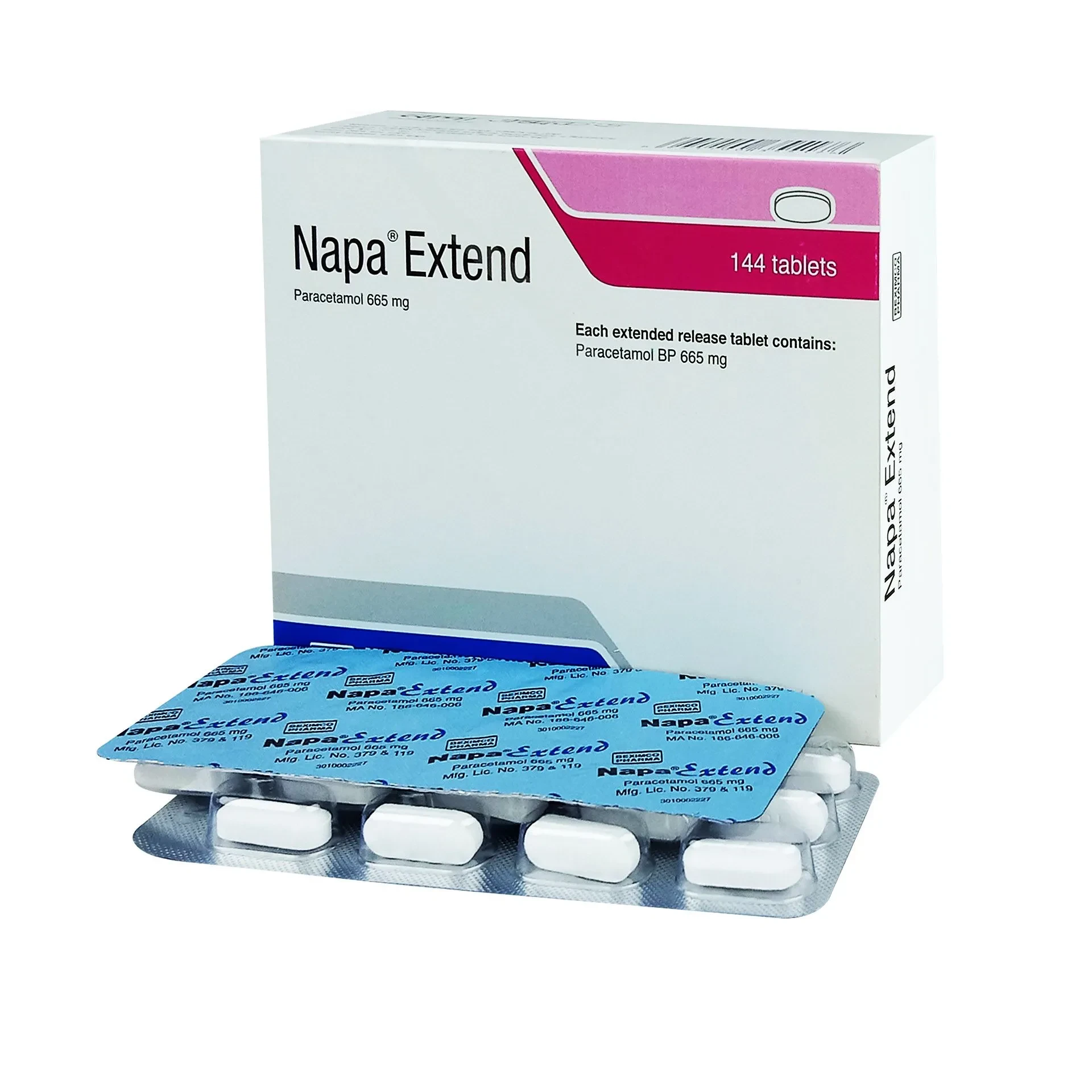 Pack Image: Napa Extend 665 mg Tablet (12 x 12)