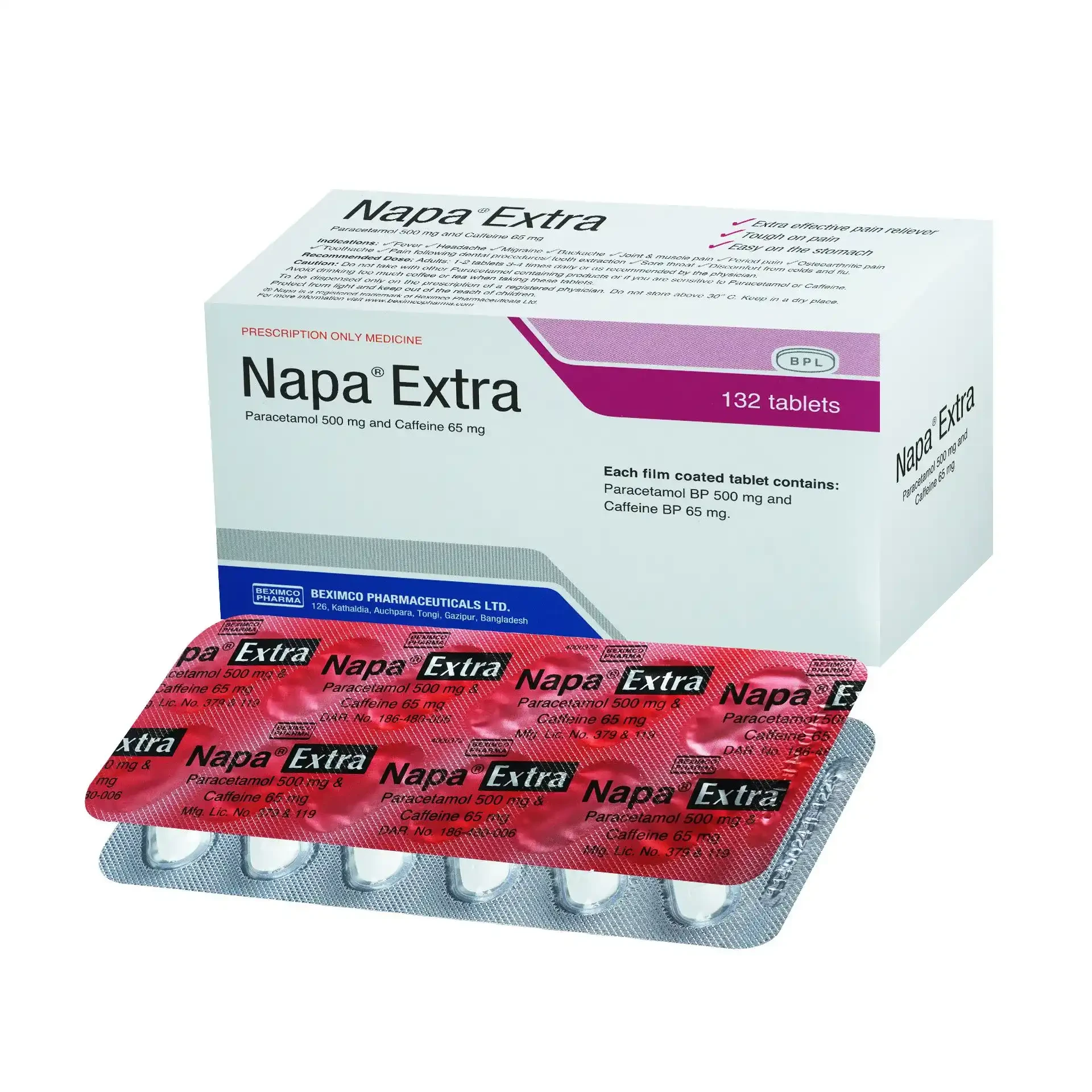 Pack Image: Napa Extra 500 mg Tablet (11 x 12)