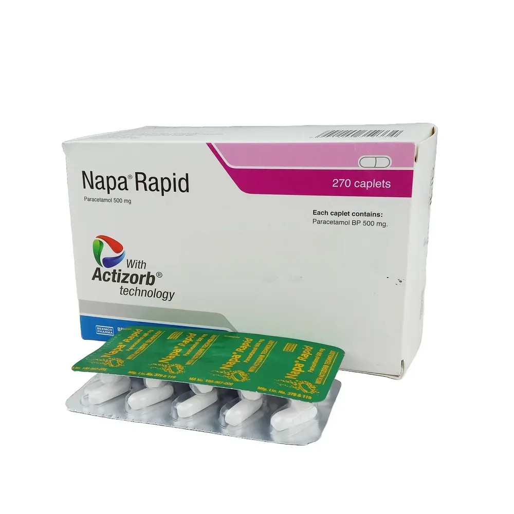 Pack Image: Napa Rapid (Actizorb) 500 mg Tablet (27 x 10)