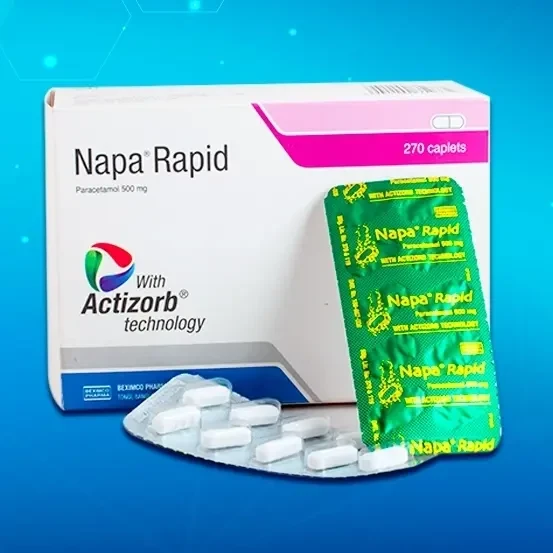 Pack Image: Napa Rapid (Actizorb) 500 mg Tablet (27 x 10)