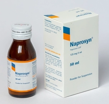 Pack Image: Naprosyn 125 mg Suspension (50 ml bottle)