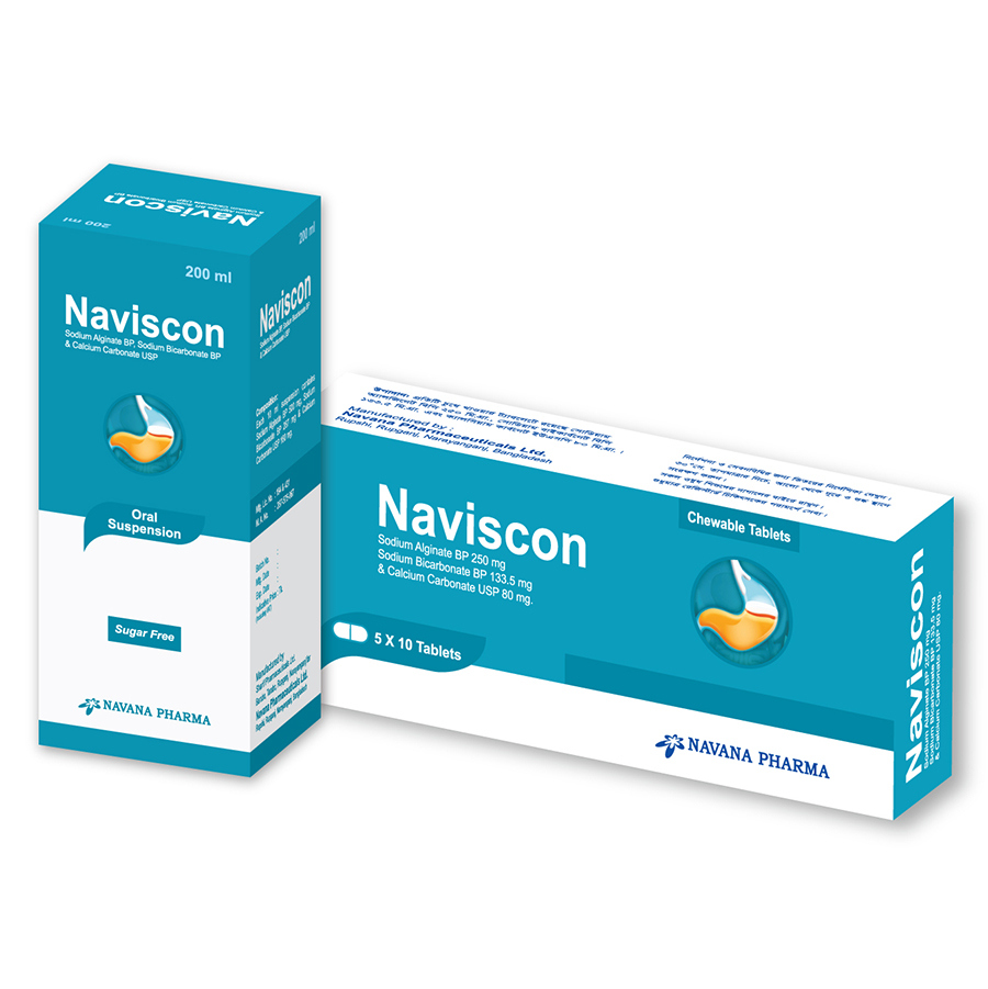 Pack Image: Naviscon 250 mg Chewable Tablet (5 x 10)