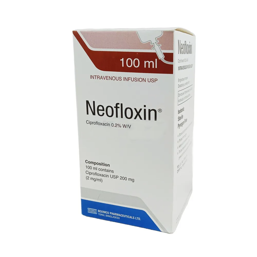 Pack Image: Neofloxin 200 mg Injection (100 ml bottle)
