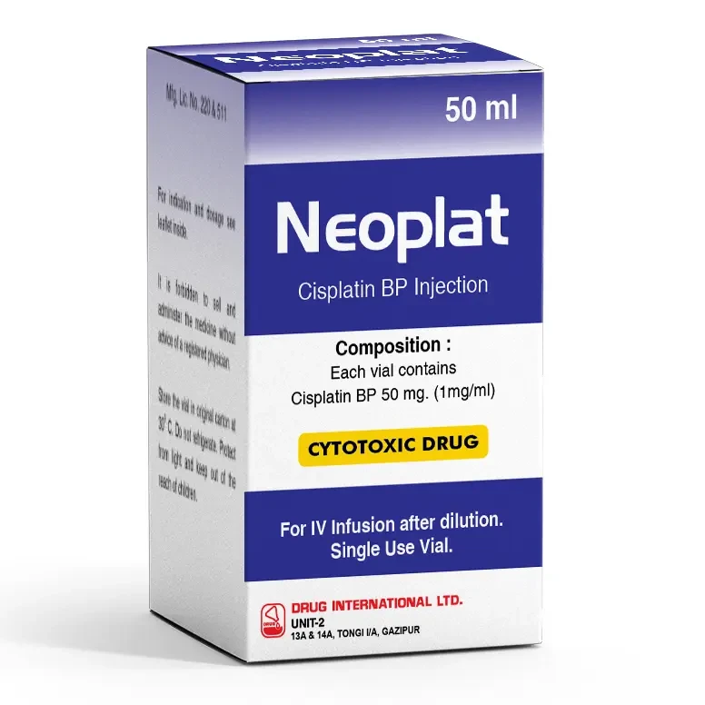 Pack Image: Neoplat 1 mg Injection (50 mg vial)