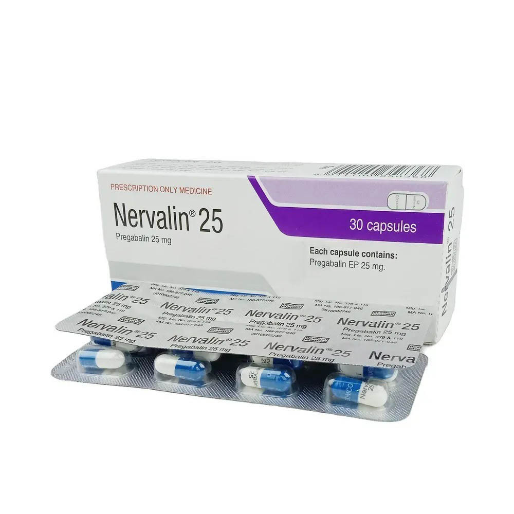Pack Image: Nervalin 25 mg Capsule (3 x 10)