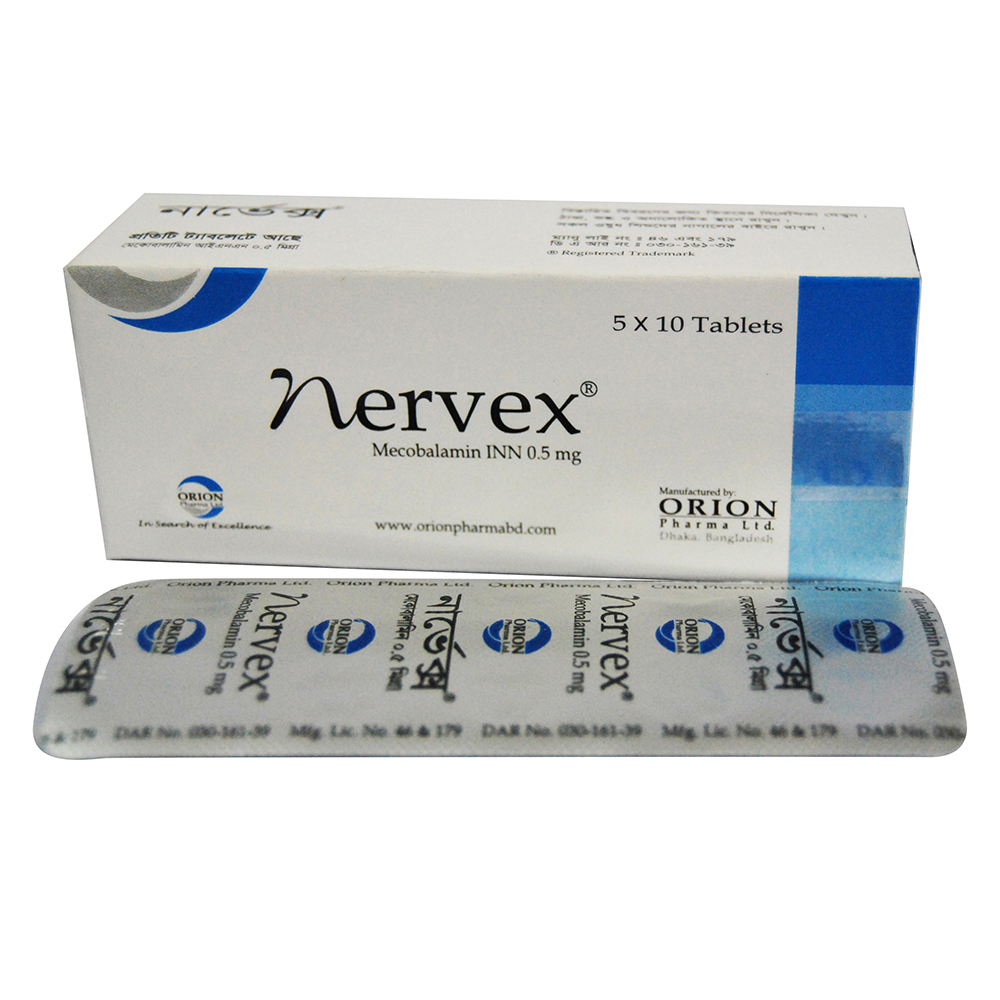 Pack Image: Nervex 500 mcg Tablet (5 x 10)