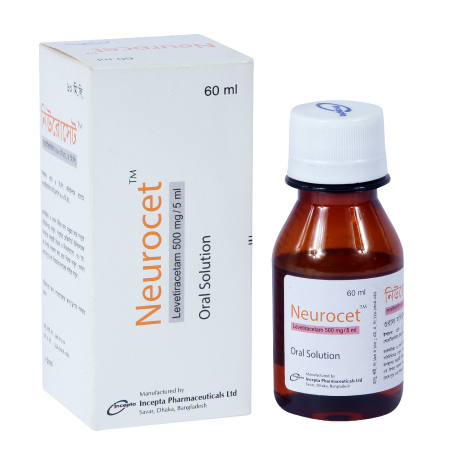 Pack Image: Neurocet 500 mg Oral Solution (60 ml bottle)