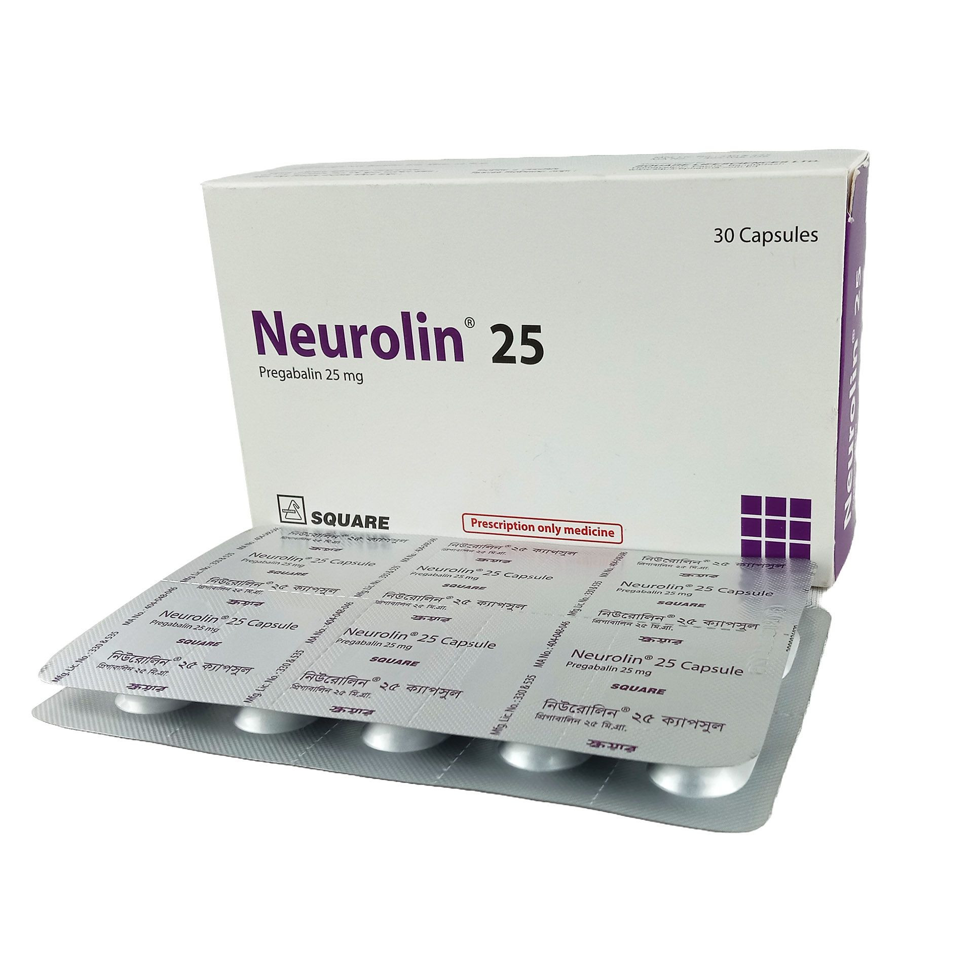 Pack Image: Neurolin 25 mg Capsule (3 x 10)