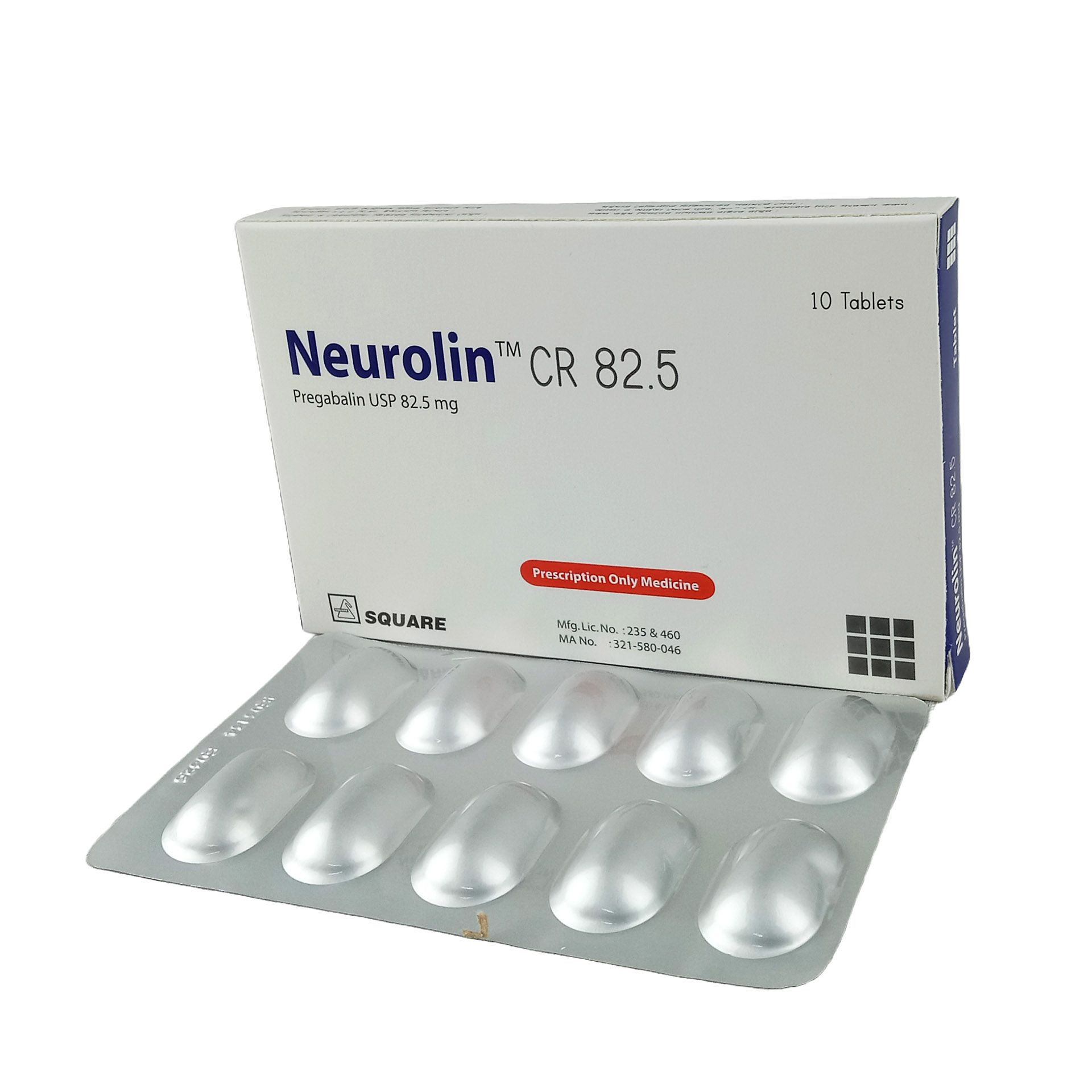 Pack Image: Neurolin CR 82.5 mg Tablet (1 x 10)