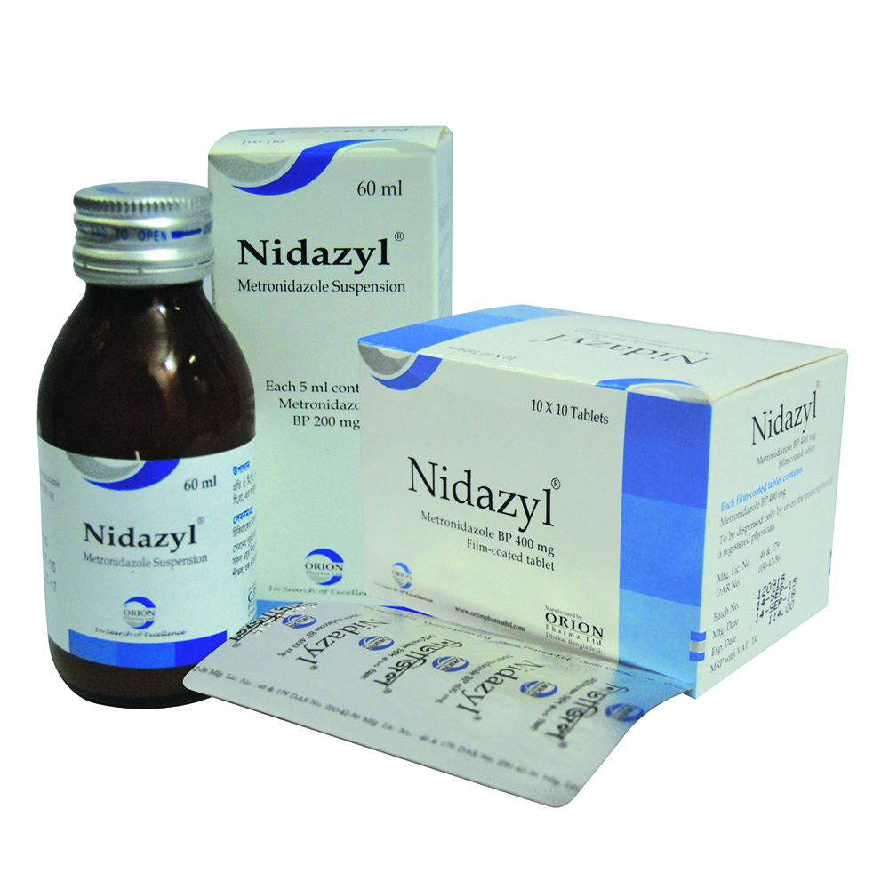 Pack Image: Nidazyl 200 mg Suspension (60 ml bottle)