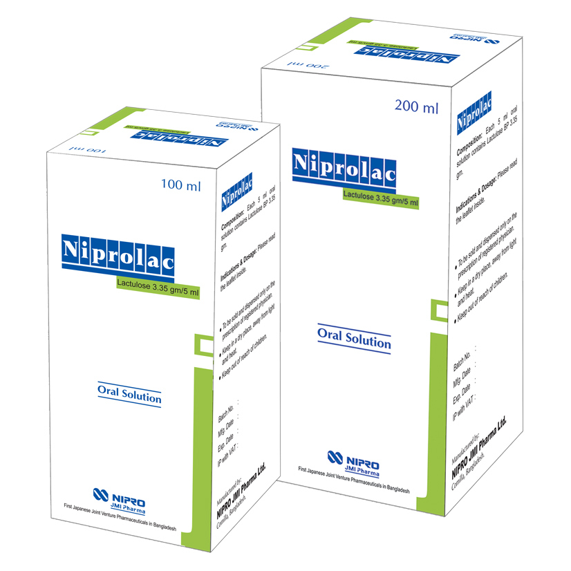 Pack Image: Niprolac 3.35 gm Oral Solution (100 ml bottle)