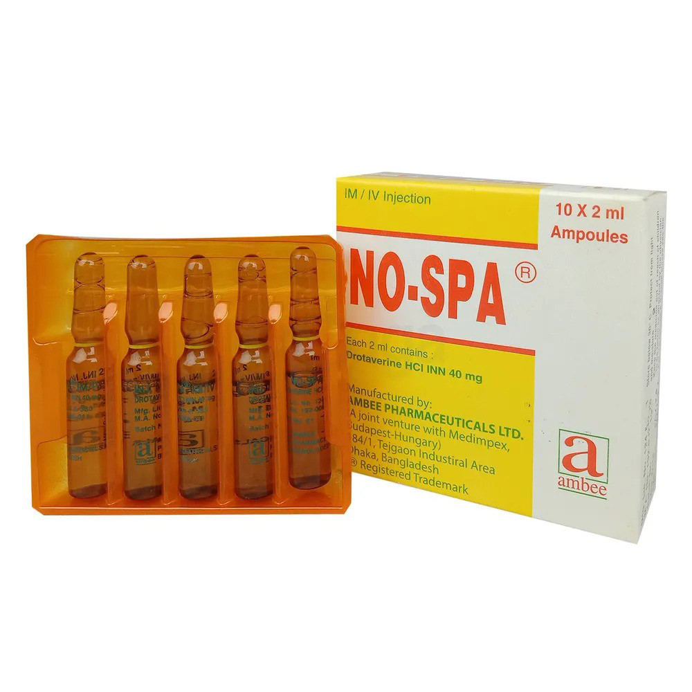 Pack Image: No-Spa 40 mg Injection (2 ml ampoule)