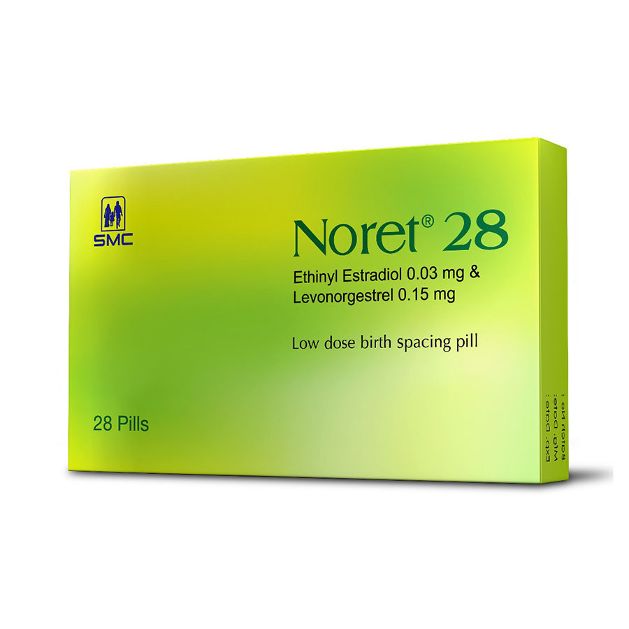 Pack Image: Noret 28 0.03 mg Tablet ((21 white+7 brown) tablet)