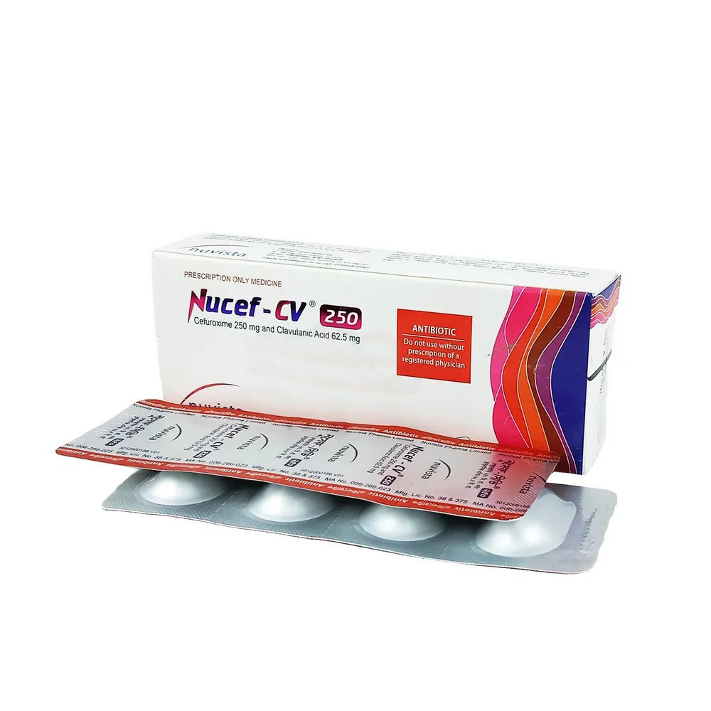 Pack Image: Nucef CV 250 mg Tablet (3 x 4)