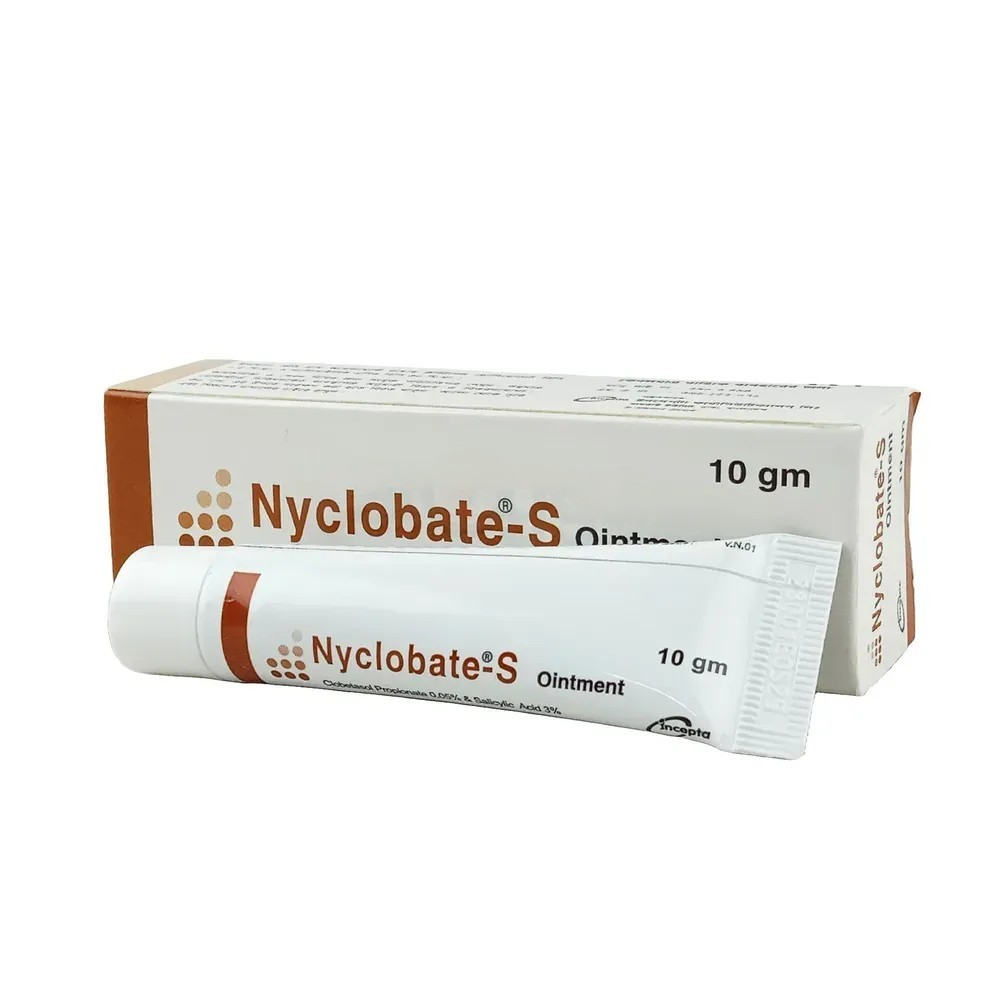 Pack Image: Nyclobate-S 0.05% 3% Ointment (10 gm tube)