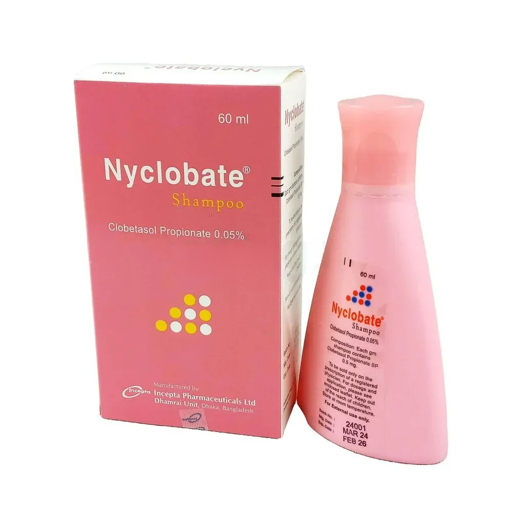 Pack Image: Nyclobate 0.05% Shampoo (60 ml bottle)