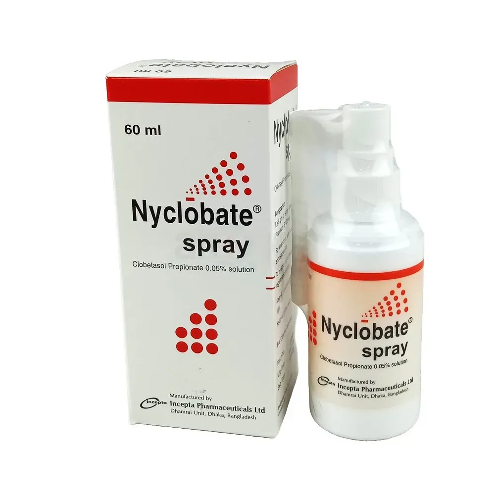 Pack Image: Nyclobate 0.05% Spray (60 ml bottle)