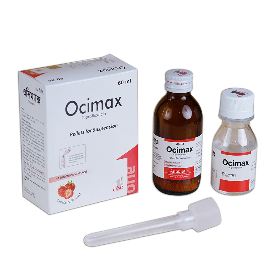 Pack Image: Ocimax 250 mg Suspension (60 ml bottle)