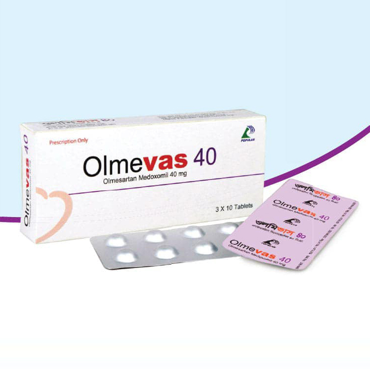 Pack Image: Olmevas 40 mg Tablet (3 x 10)