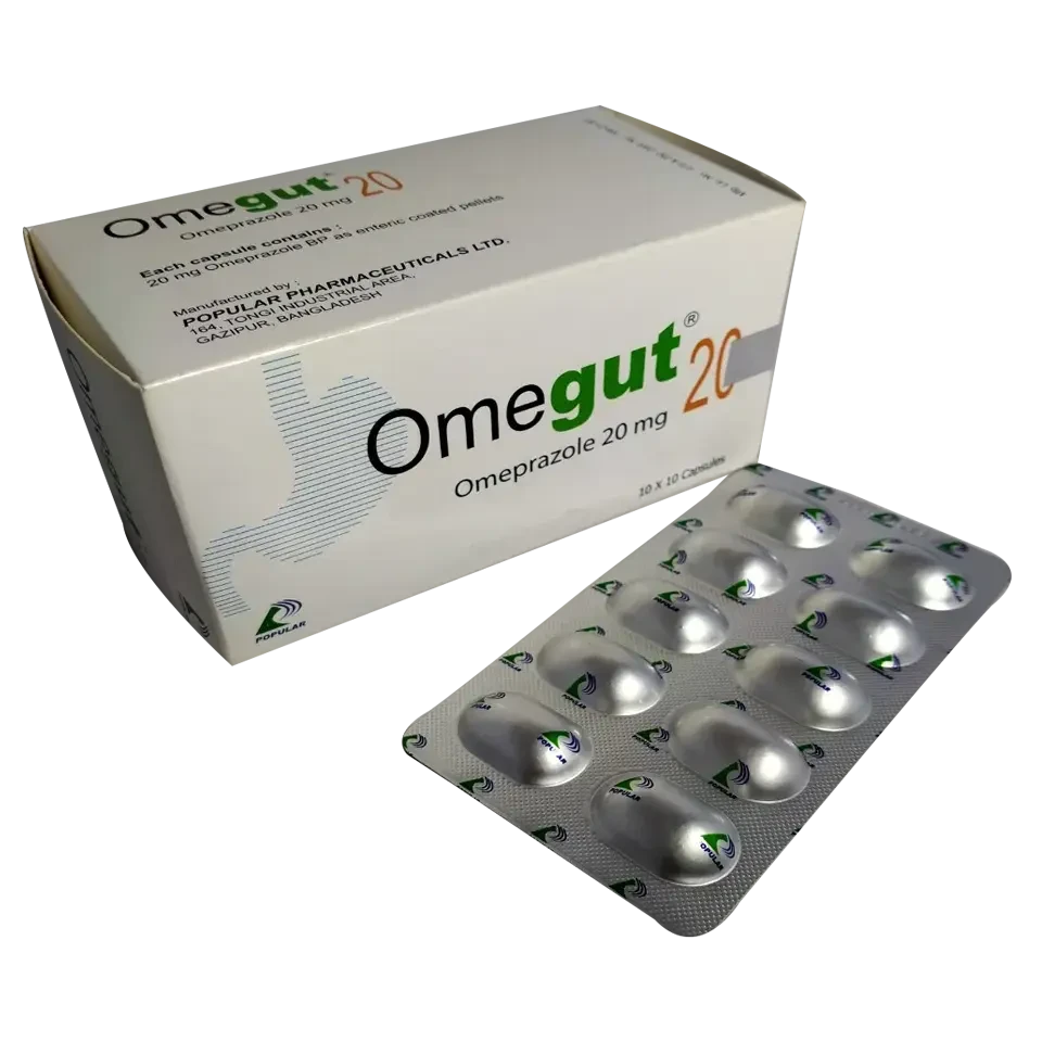 Pack Image: Omegut 20 mg Capsule (10 x 10)