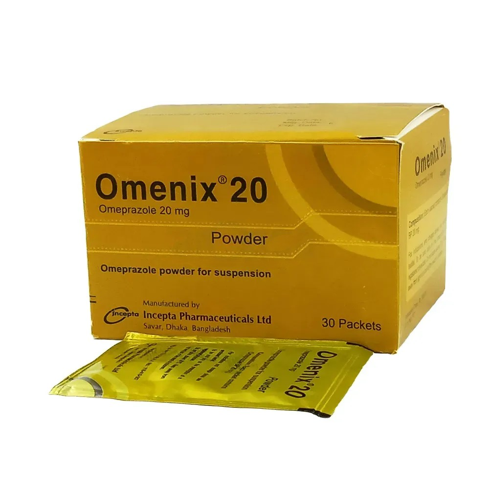 Pack Image: Omenix 20 mg Powder (20 mg sachet)