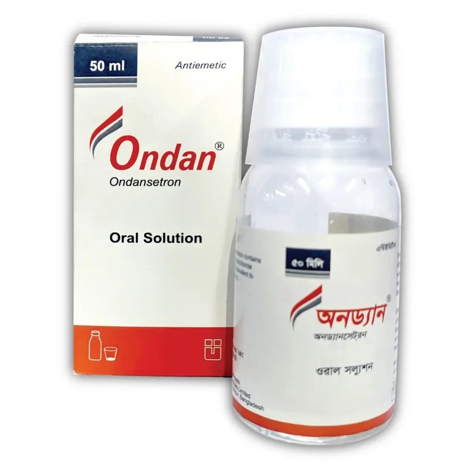 Pack Image: Ondan 4 mg Oral Solution (50 ml bottle)