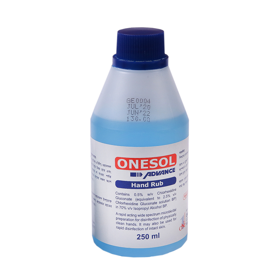 Pack Image: Onesol Advance 0.5% 70% Hand Rub (250 ml bottle)