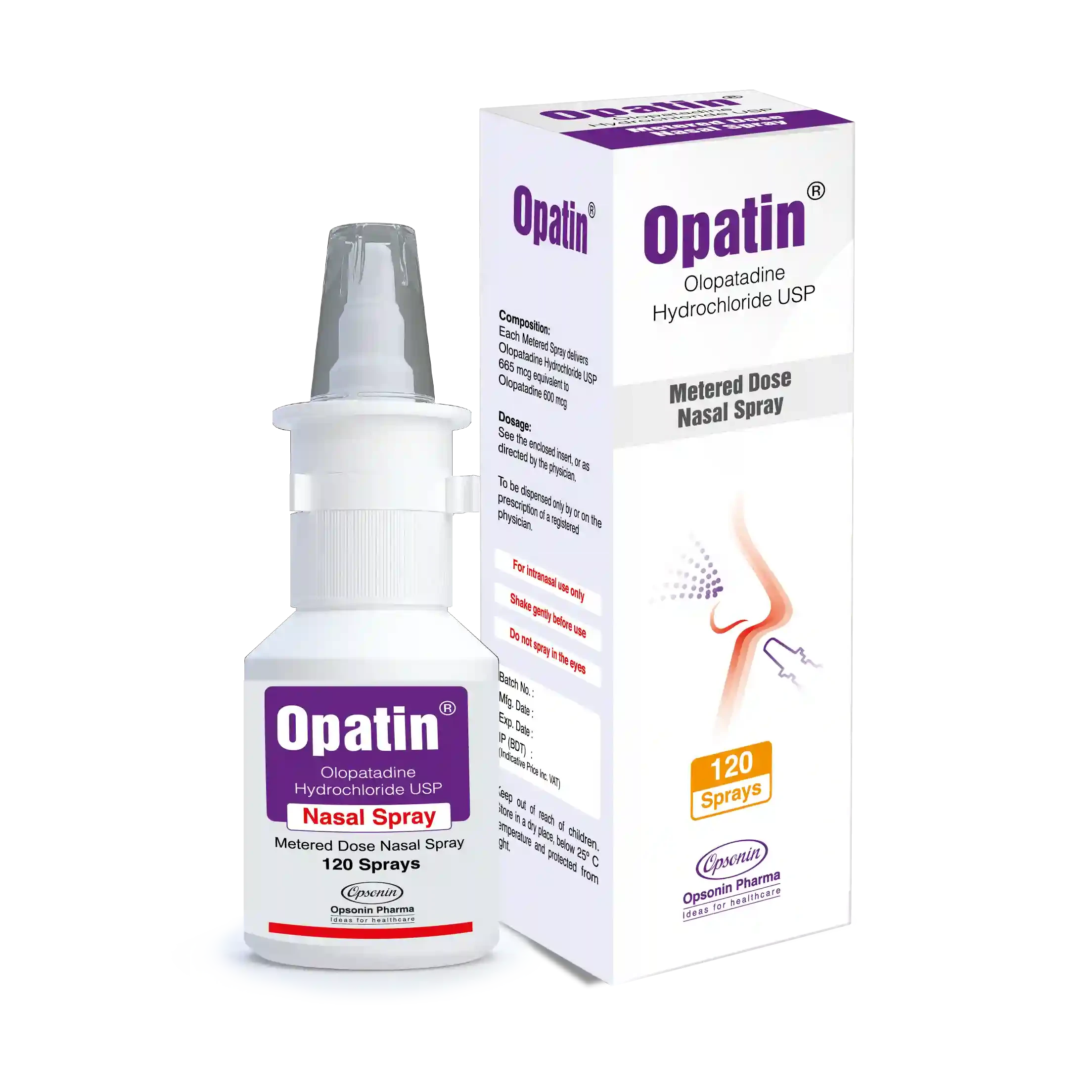 Pack Image: Opatin 665 mcg Nasal Spray (120 metered sprays)