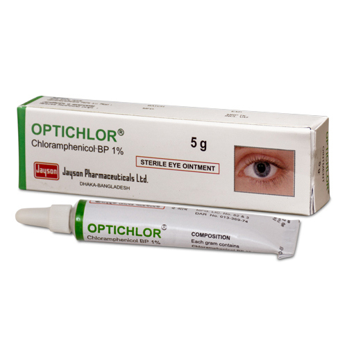 Pack Image: Optichlor 1% Eye Ointment (5 gm tube)