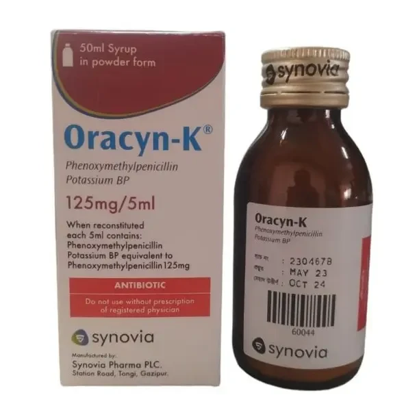 Pack Image: Oracyn-K 125 mg Suspension (50 ml bottle)