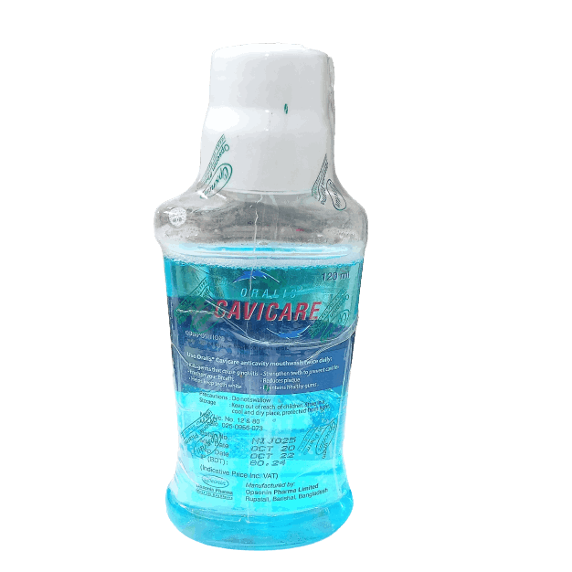 Pack Image: Oralis Cavicare 0.022% Mouthwash (120 ml bottle)