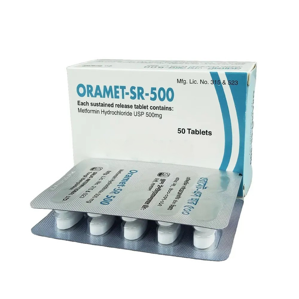 Pack Image: Oramet-SR 500 mg Tablet (5 x 10)
