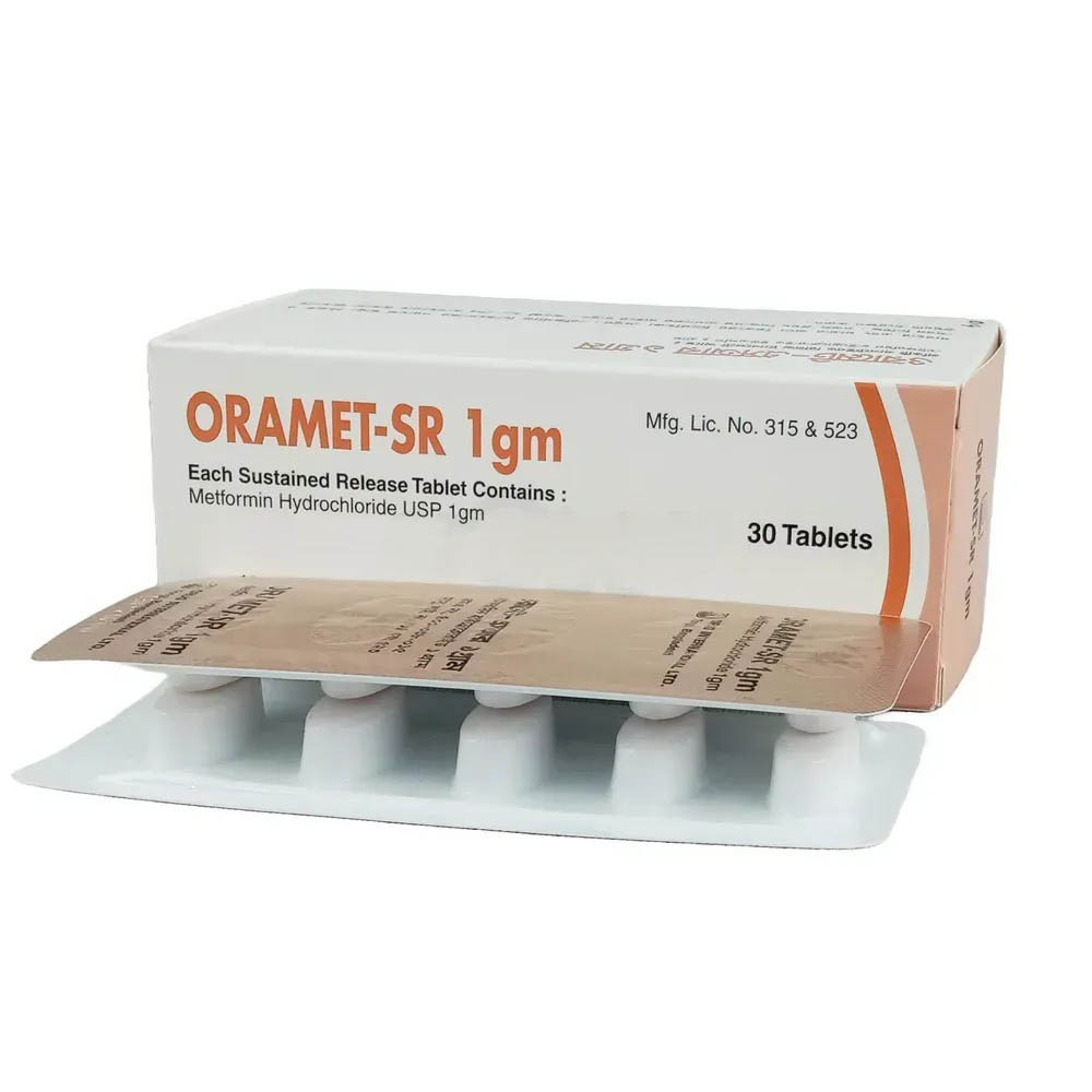 Pack Image: Oramet-SR 1000 mg Tablet (6 x 5)