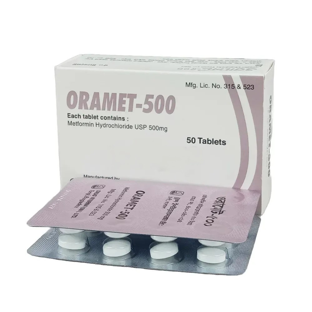 Pack Image: Oramet 500 mg Tablet (5 x 10)