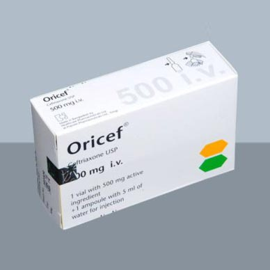 Pack Image: Oricef 500 mg Injection (500 mg vial)