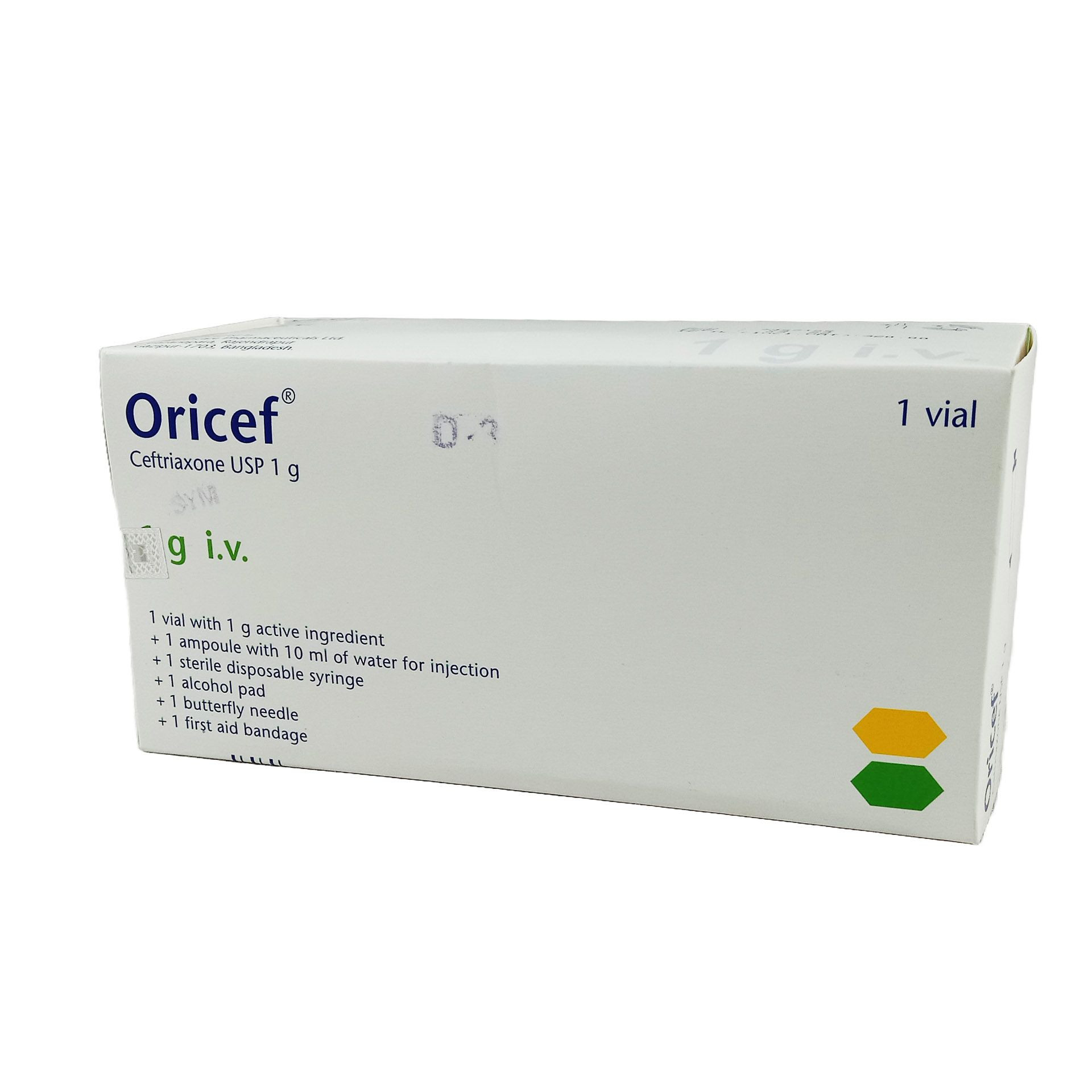 Pack Image: Oricef 1 gm Injection (1 gm vial)