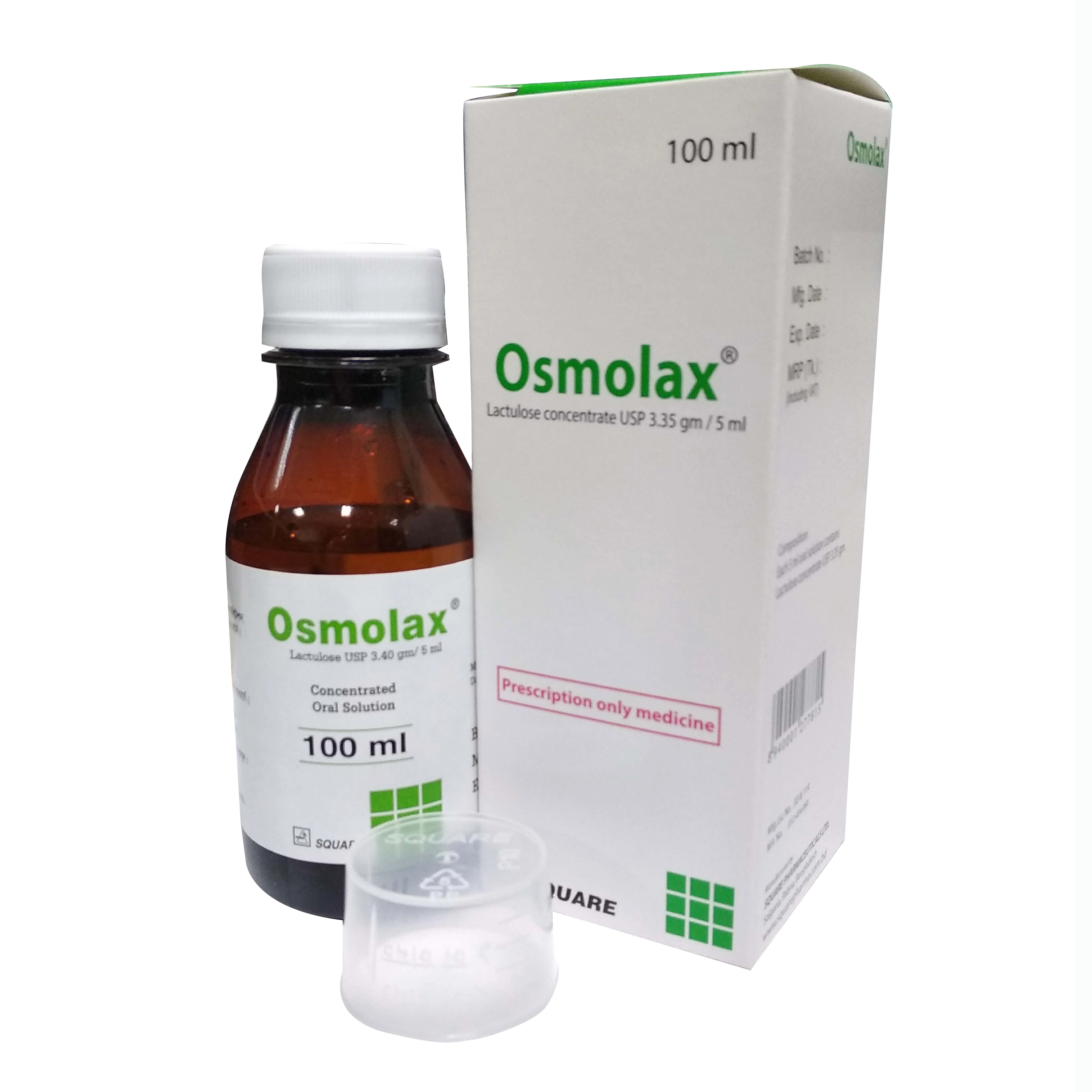 Pack Image: Osmolax 3.35 gm Oral Solution (100 ml bottle)