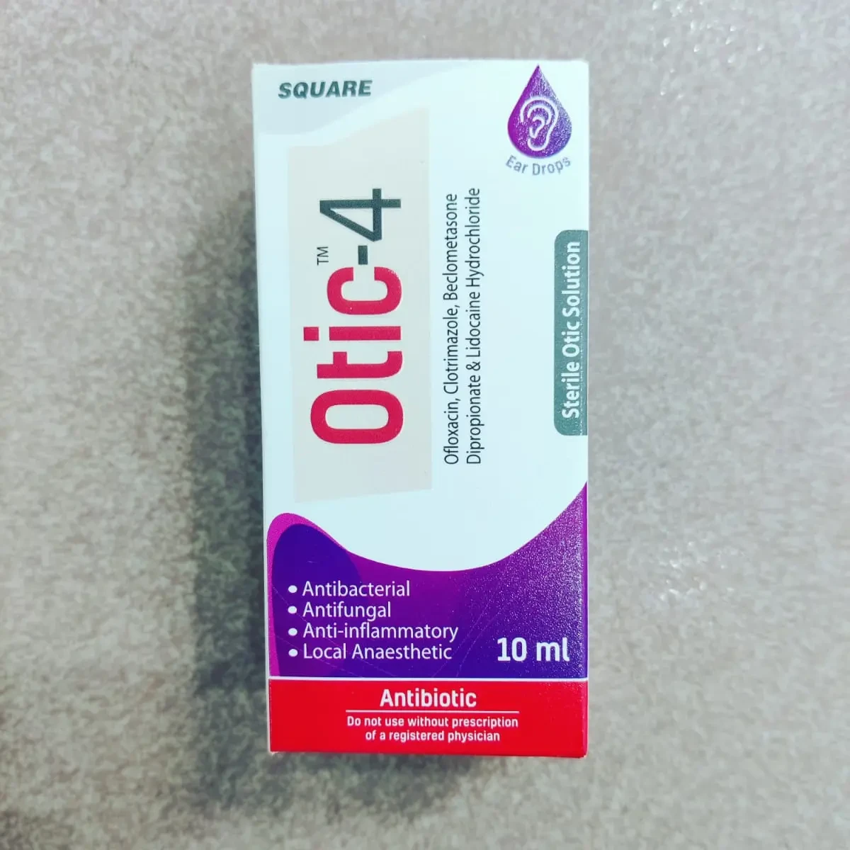 Pack Image: Otic-4 0.3% 1% Ear Drop (10 ml drop)