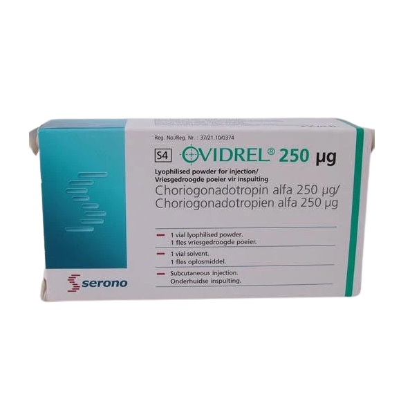 Pack Image: Ovidrel 250 mcg Injection (0.5 ml pre-filled syringe)