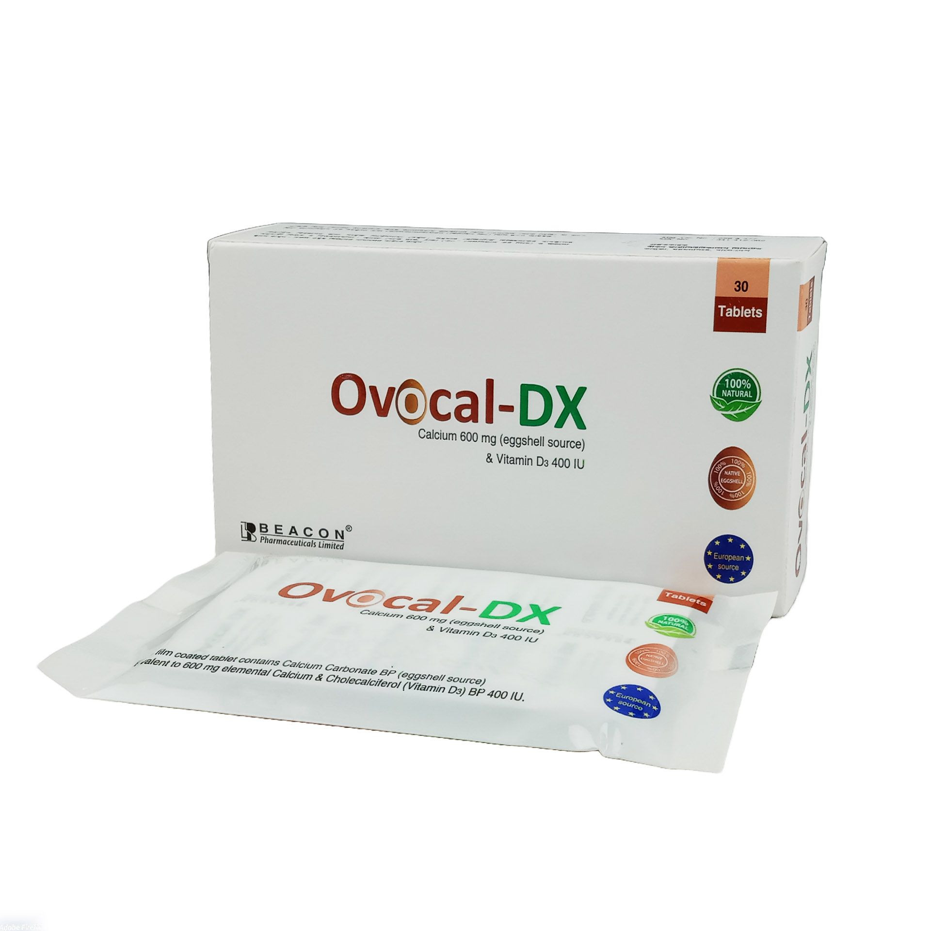 Pack Image: Ovocal-DX 600 mg Tablet (3 x 10)