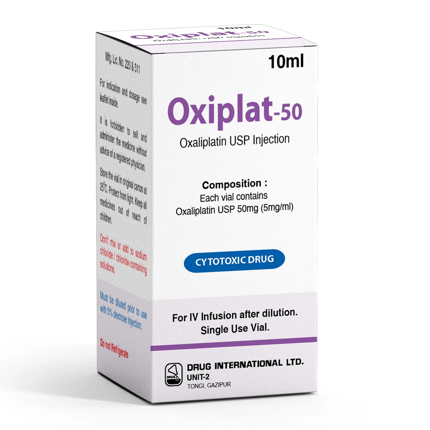 Pack Image: Oxiplat 5 mg Injection (50 mg vial)