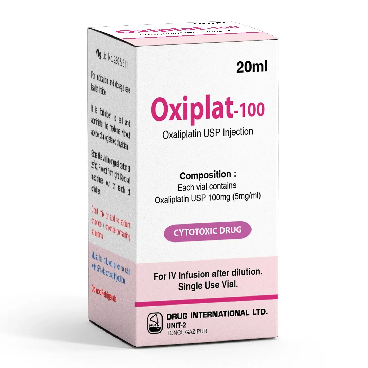 Pack Image: Oxiplat 5 mg Injection (100 mg vial)