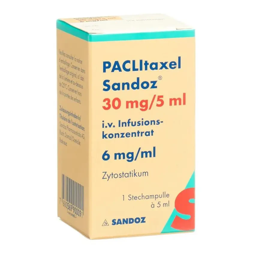 Pack Image: Paclitaxel Sandoz 6 mg Injection (30 mg vial)
