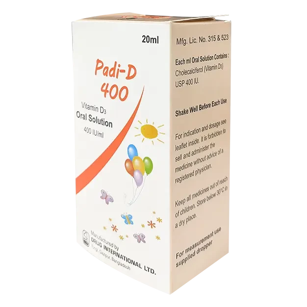 Pack Image: Padi-D 400 IU Oral Solution (30 ml bottle)