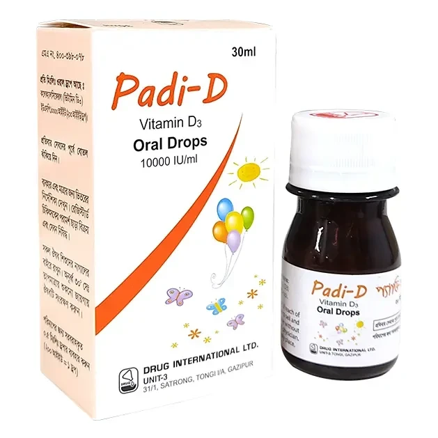 Pack Image: Padi-D 400 IU Oral Solution (20 ml bottle)