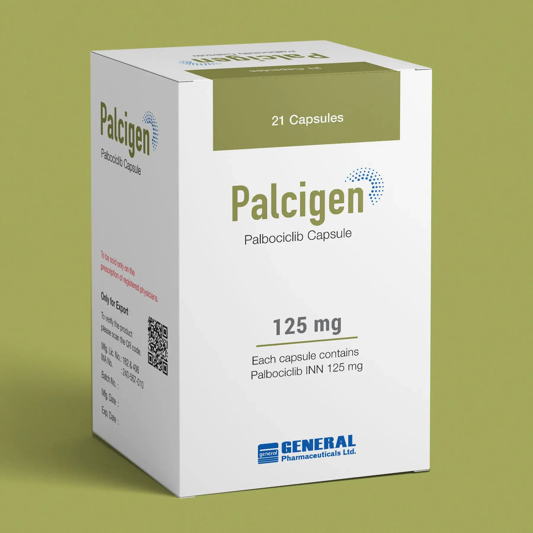 Pack Image: Palcigen 125 mg Capsule (1 x 21)